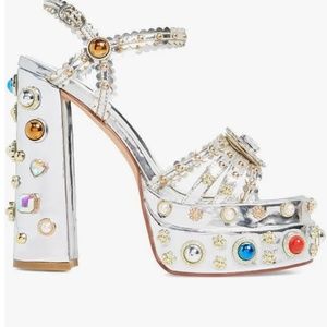 LOLA SILVER Jeweled heels PLATFORM SANDAL
